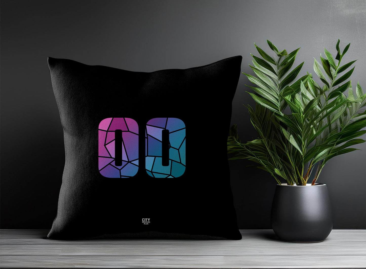PDP 00 Number Pillow Case and Pillow Throw (Black)