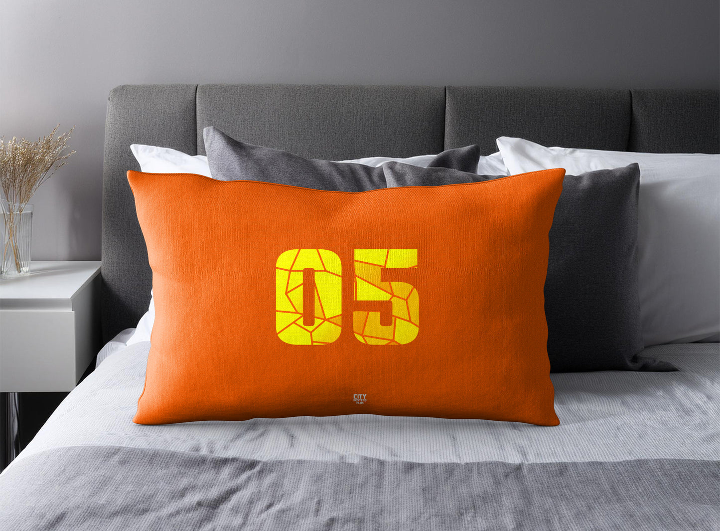 PDP 05 Number Pillow Case and Pillow Throw (Orange)