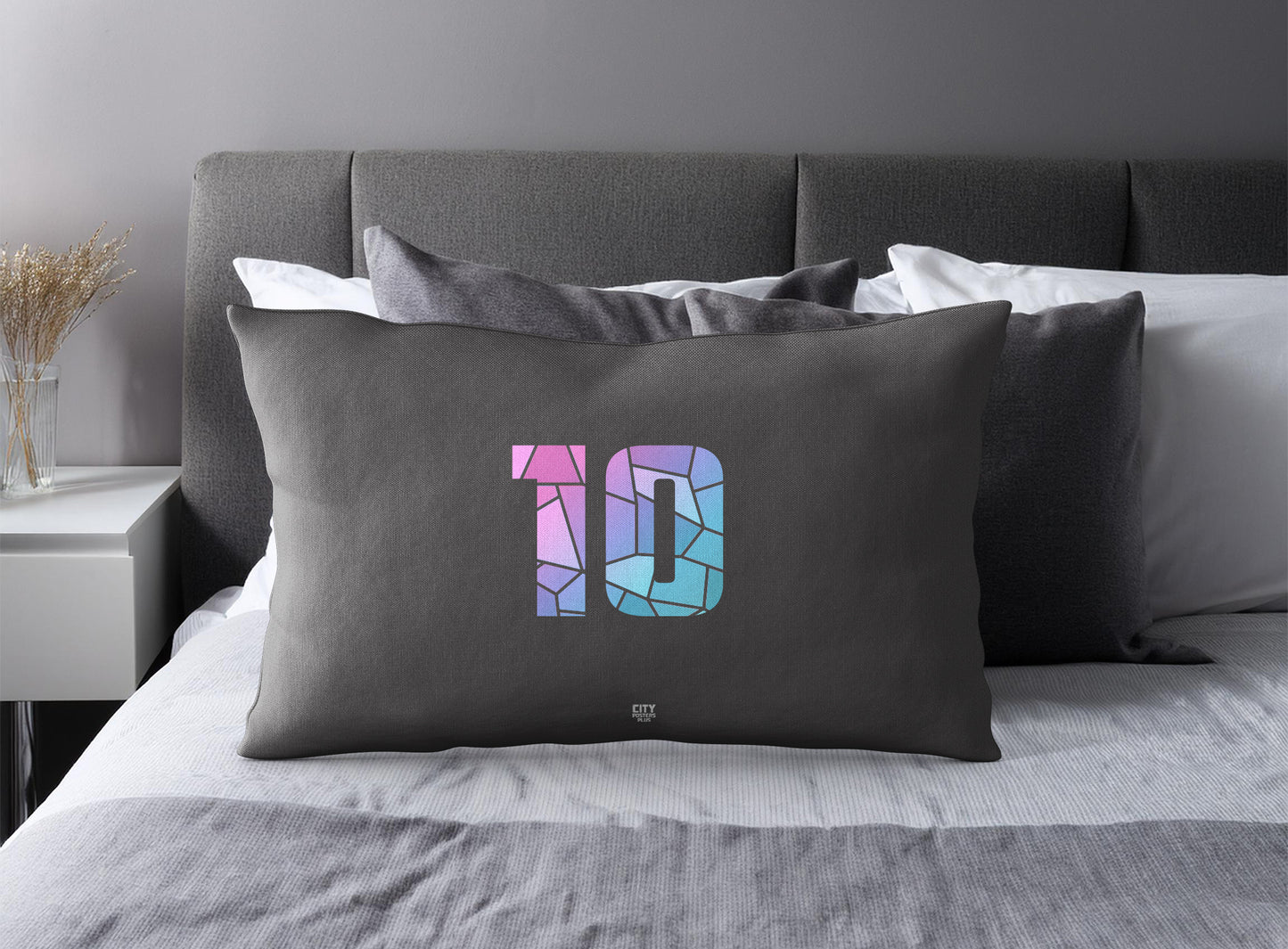 PDP 10 Number Pillow Case and Pillow Throw (Charcoal Grey)