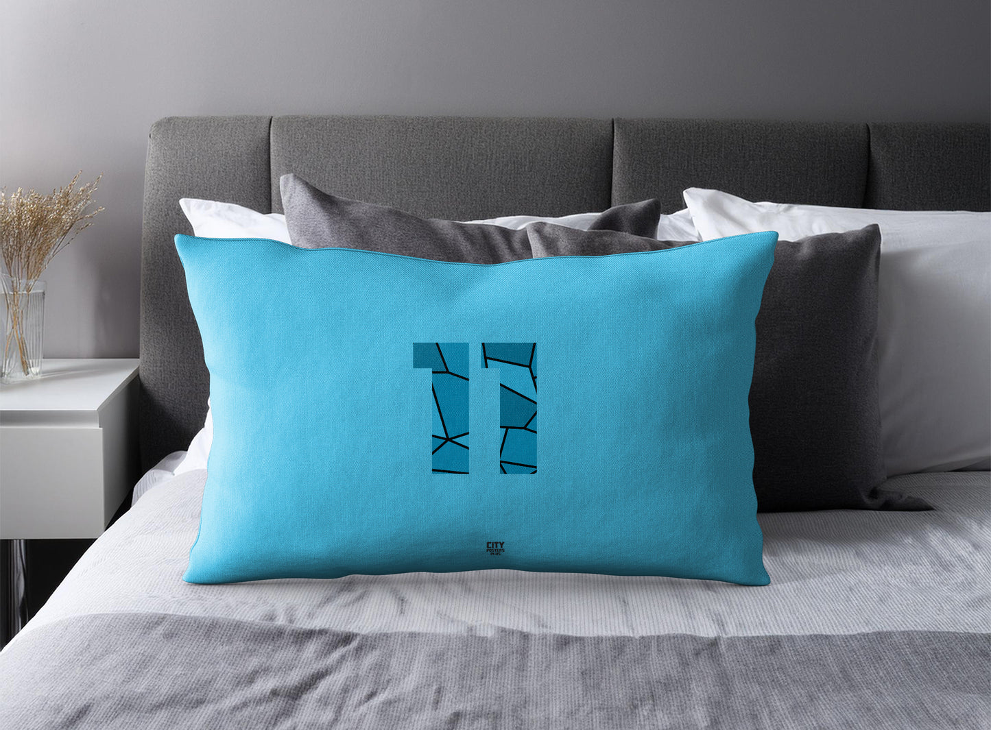 PDP 11 Number Pillow Case and Pillow Throw (Sky Blue)