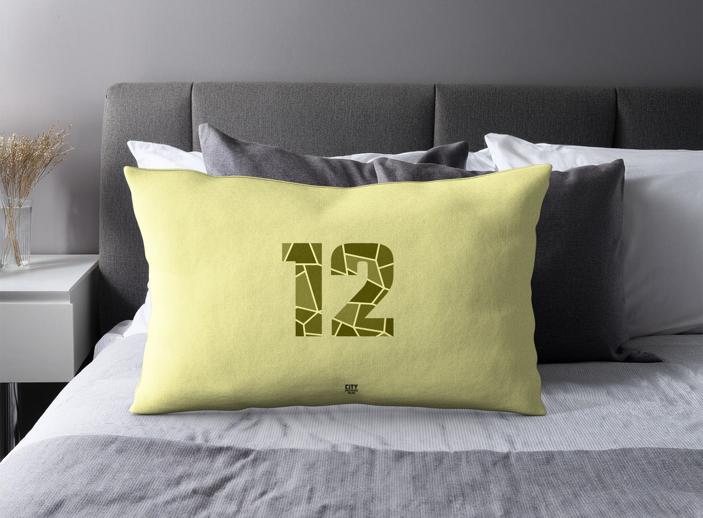 PDP 12 Number Pillow Case and Pillow Throw (Butter Yellow)