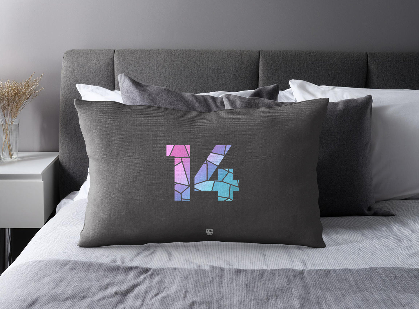 PDP 14 Number Pillow Case and Pillow Throw (Charcoal Grey)