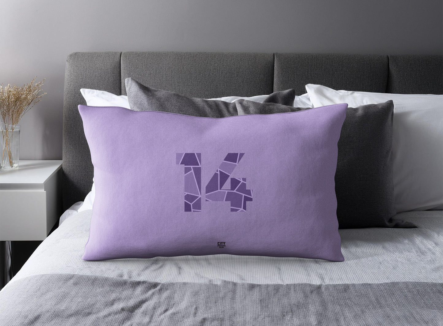 PDP 14 Number Pillow Case and Pillow Throw (Iris Lavender)