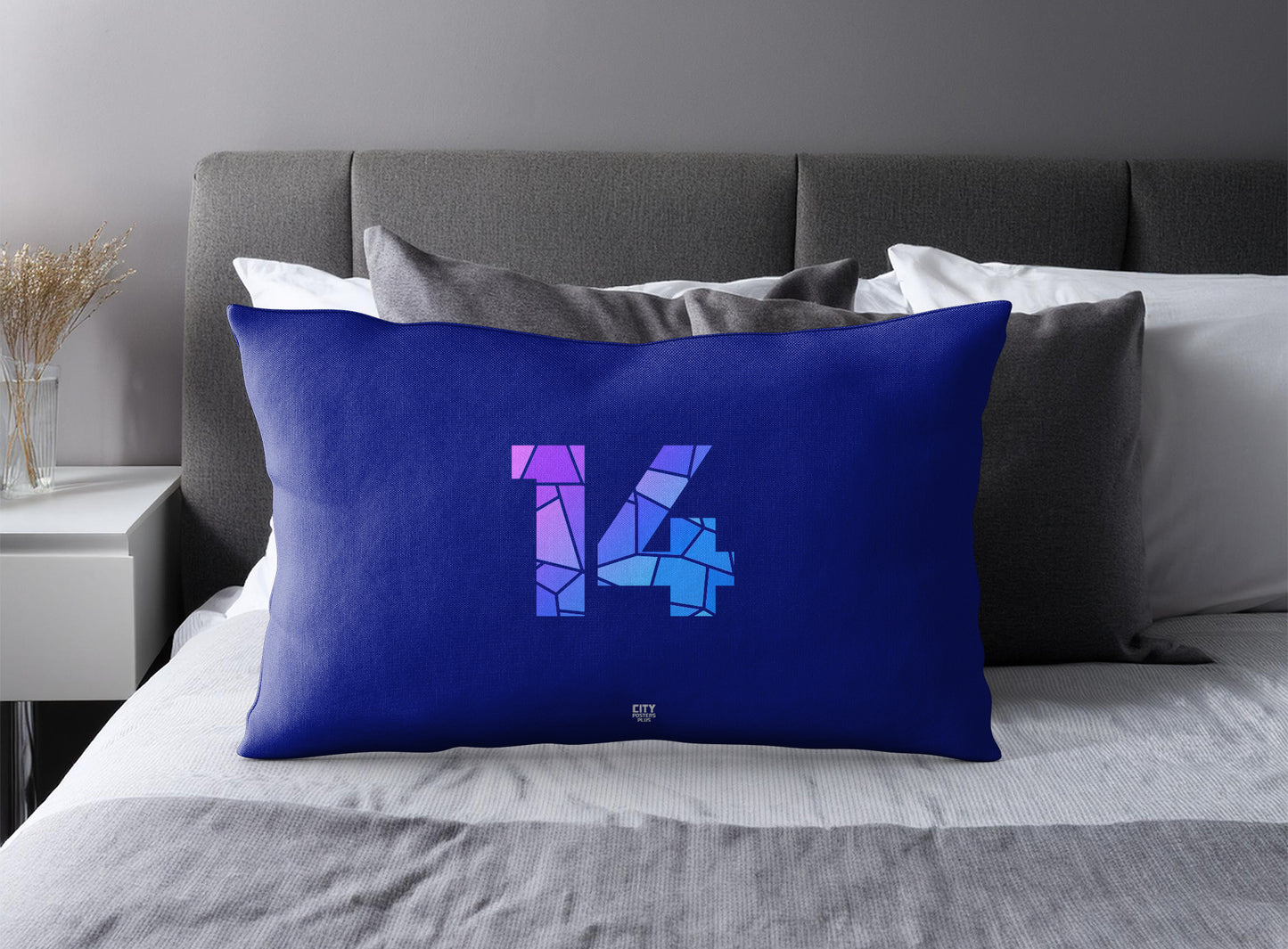 PDP 14 Number Pillow Case and Pillow Throw (Royal Blue)