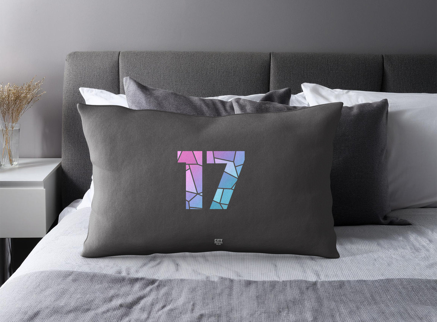 PDP 17 Number Pillow Case and Pillow Throw (Charcoal Grey)