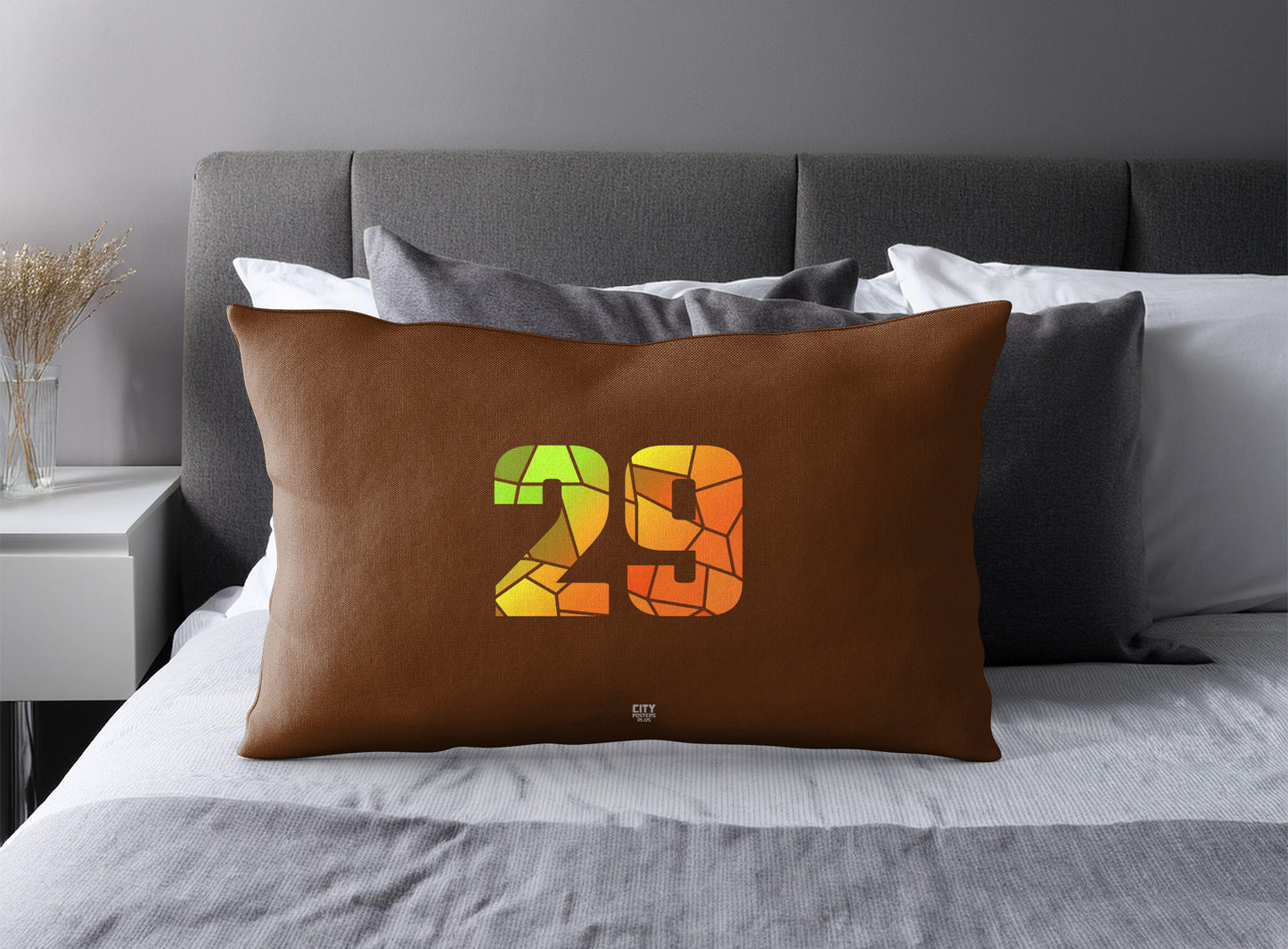 PDP 29 Number Pillow Case and Pillow Throw (Brown)