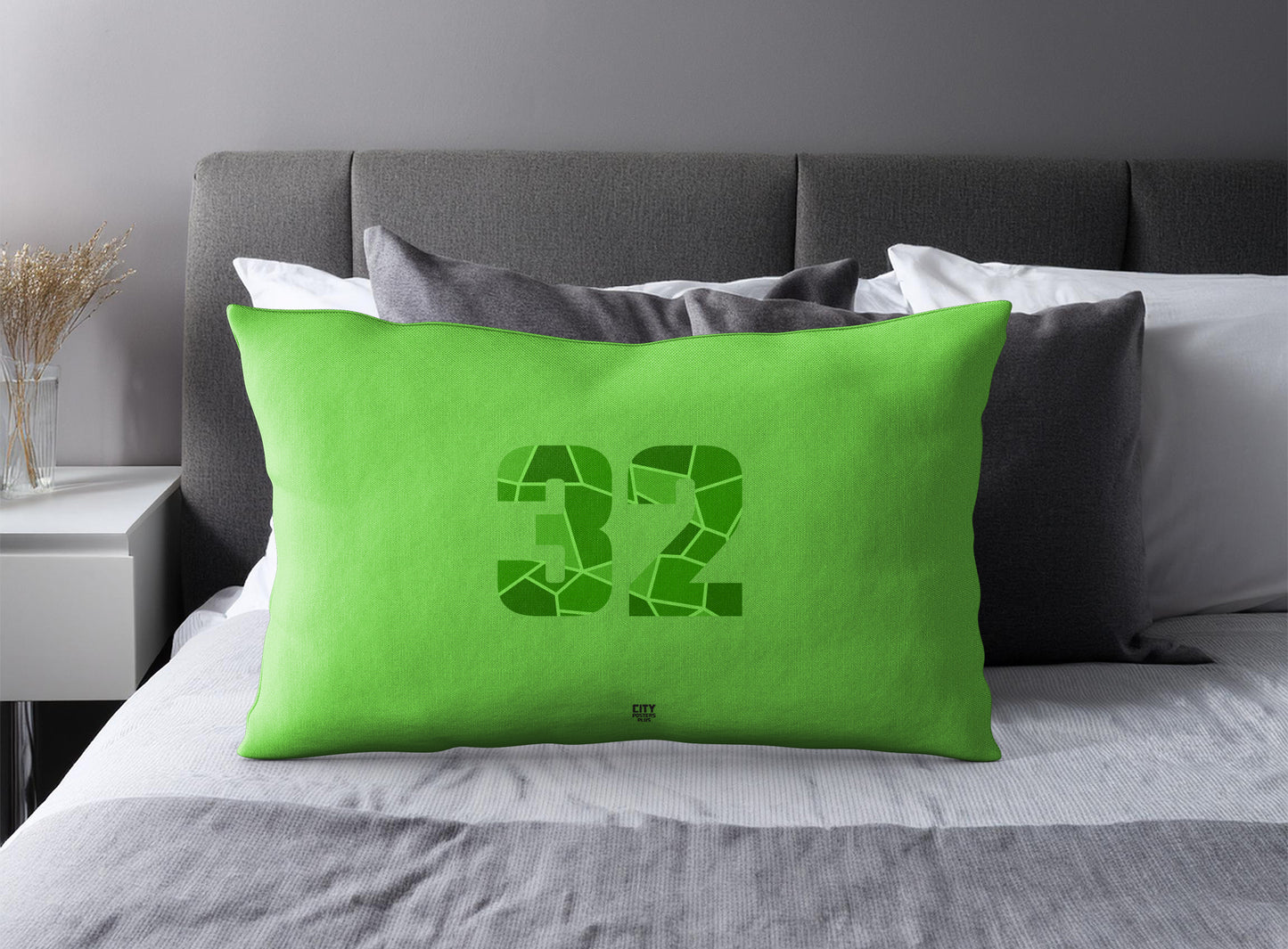 PDP 32 Number Pillow Case and Pillow Throw (Liril Green)