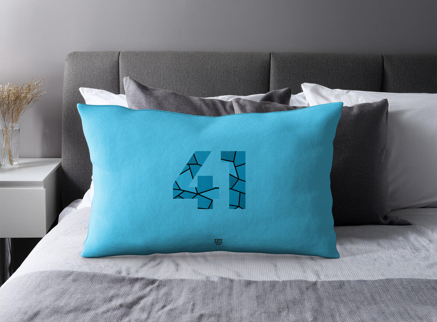 PDP 41 Number Pillow Case and Pillow Throw (Sky Blue)