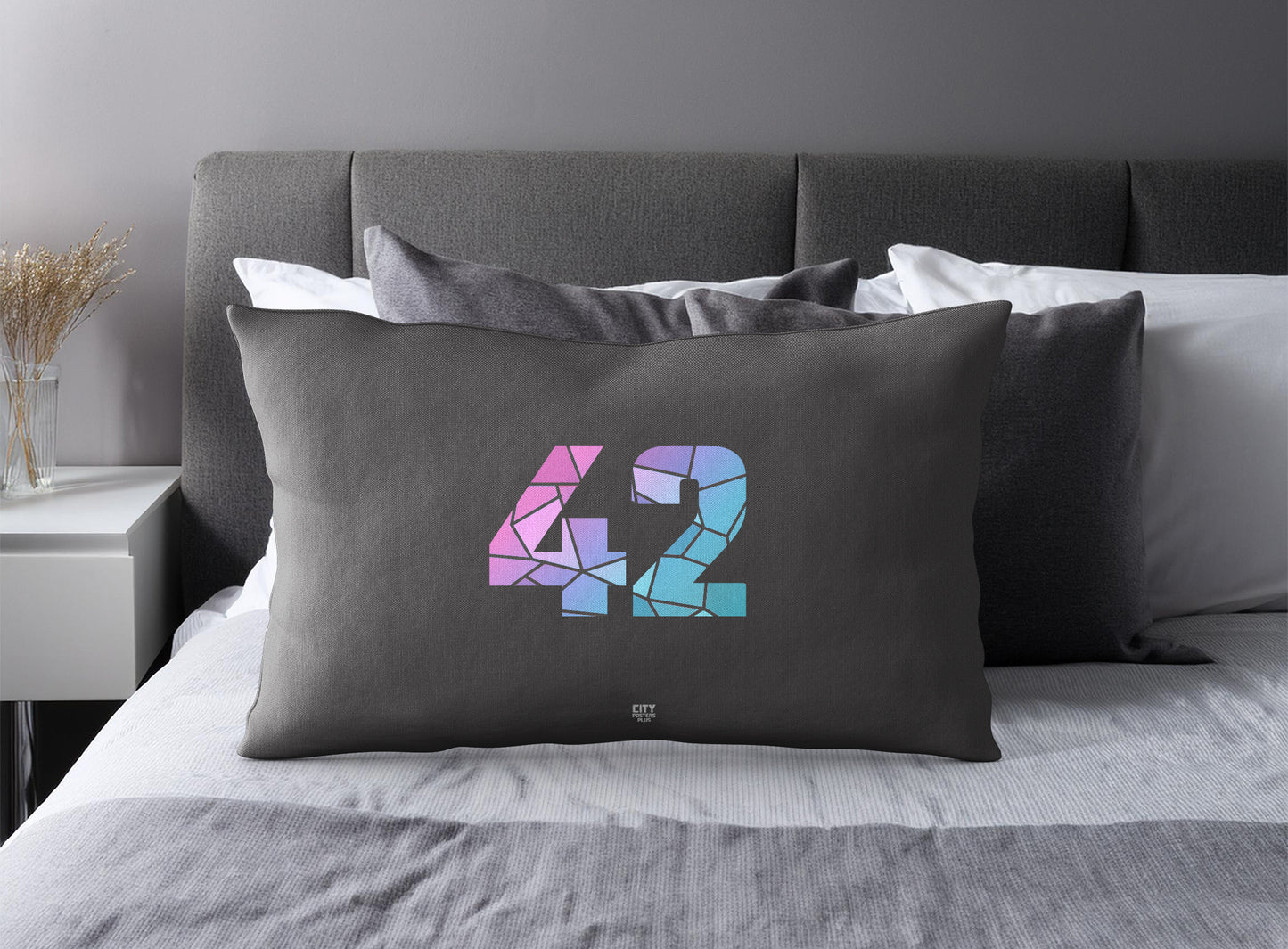 PDP 42 Number Pillow Case and Pillow Throw (Charcoal Grey)