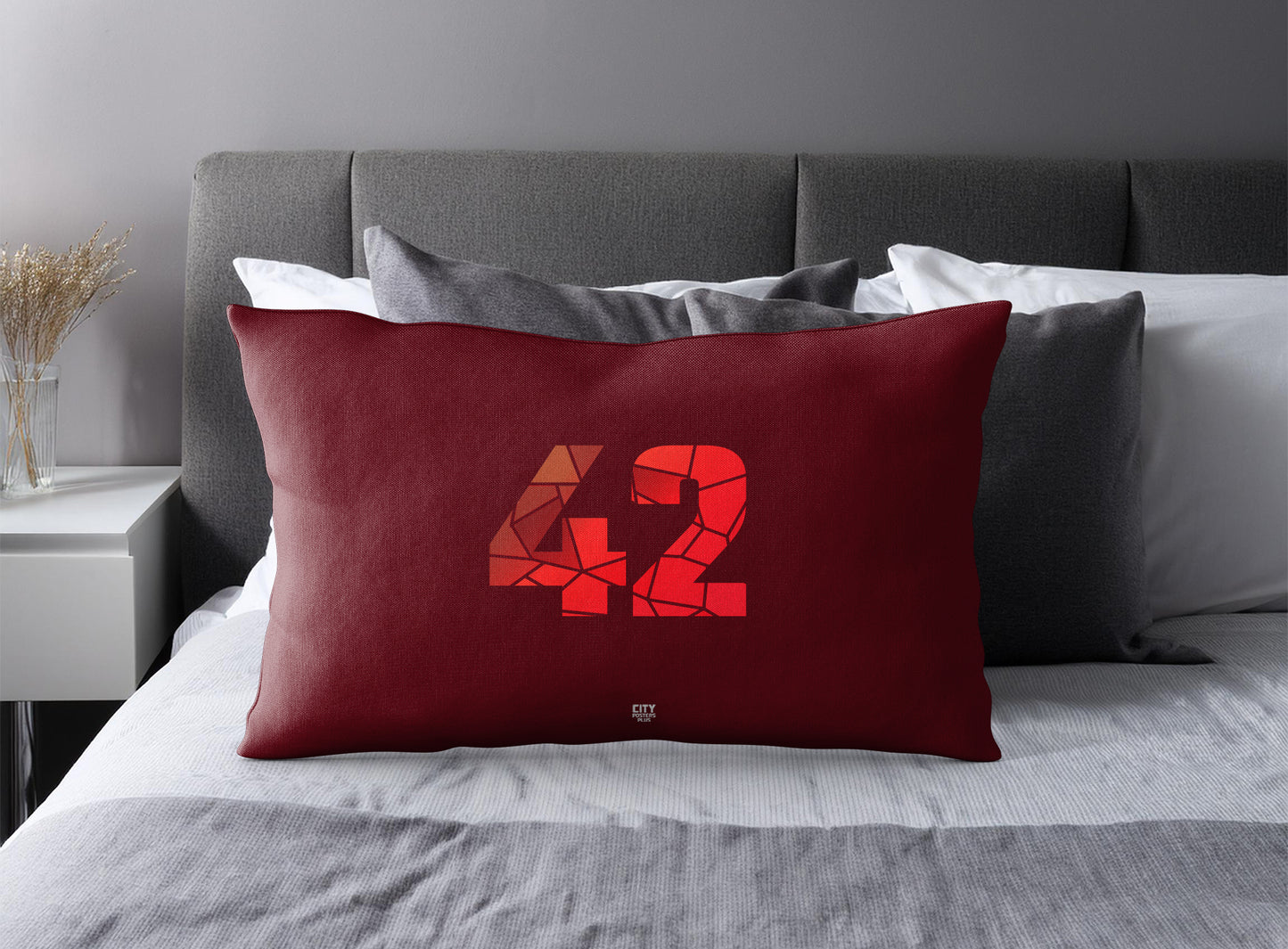 PDP 42 Number Pillow Case and Pillow Throw (Maroon)