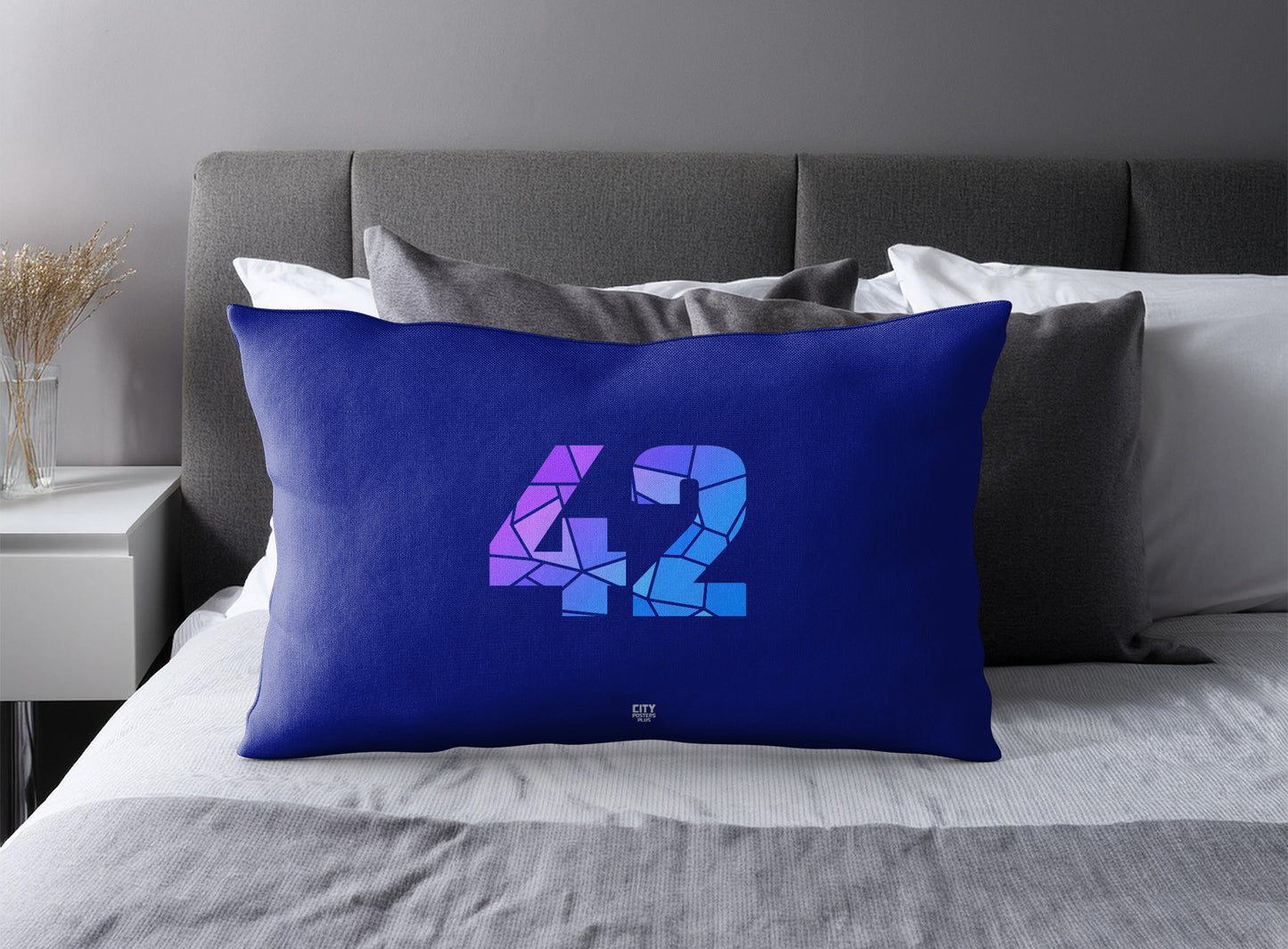 PDP 42 Number Pillow Case and Pillow Throw (Royal Blue)