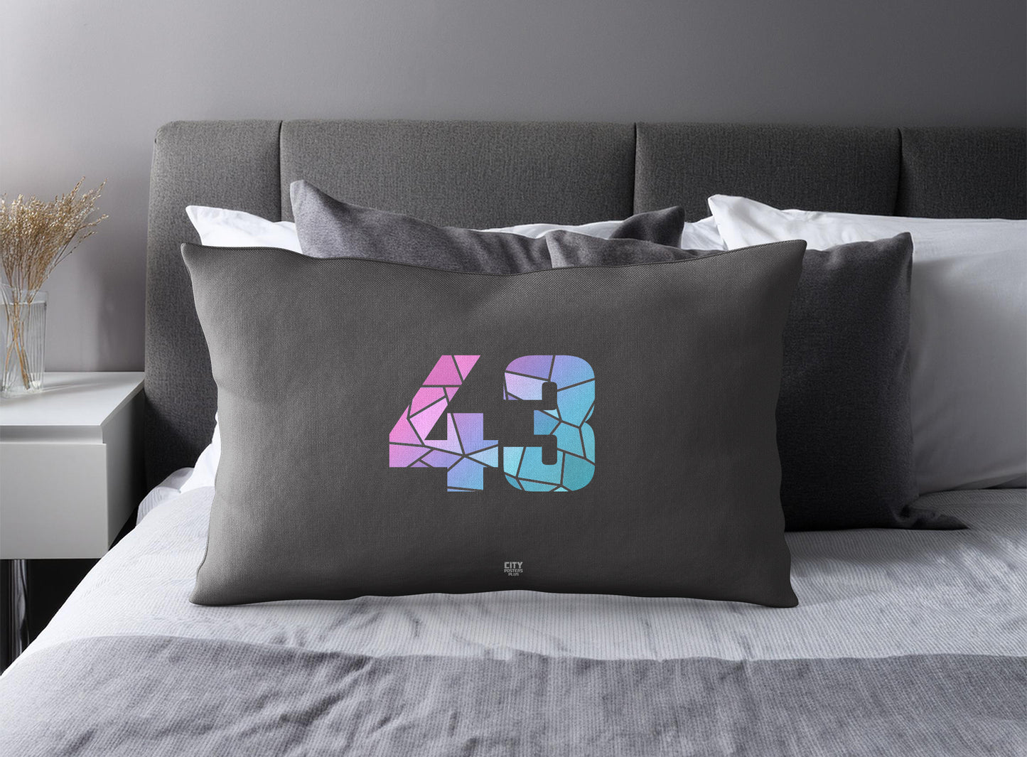 PDP 43 Number Pillow Case and Pillow Throw (Charcoal Grey)