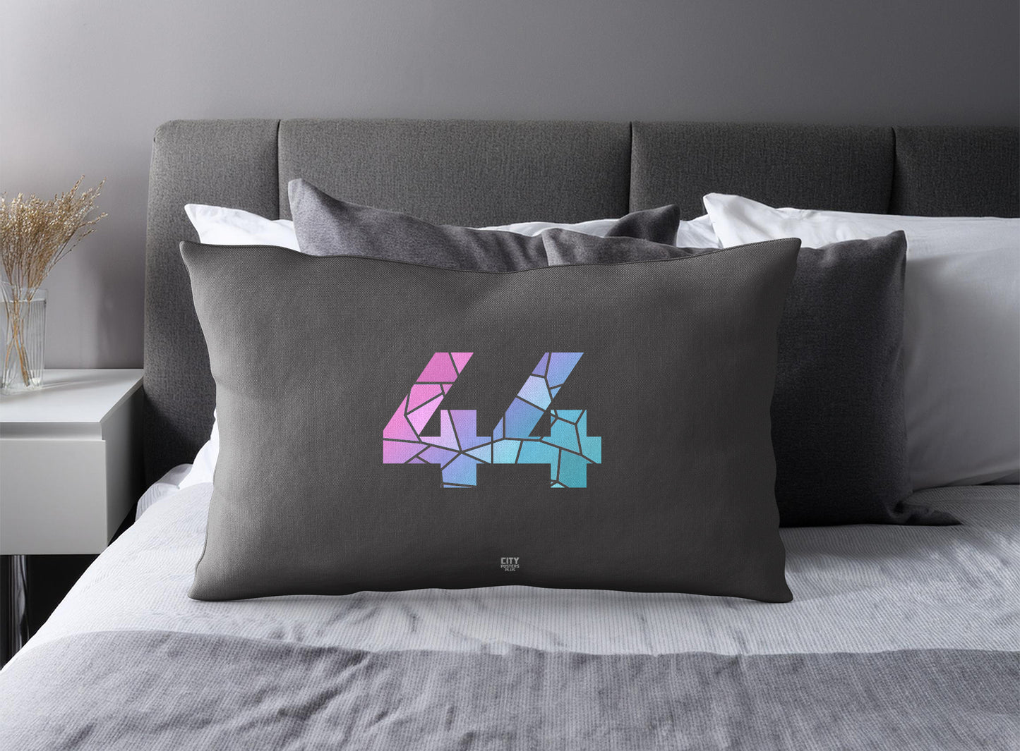 PDP 44 Number Pillow Case and Pillow Throw (Charcoal Grey)