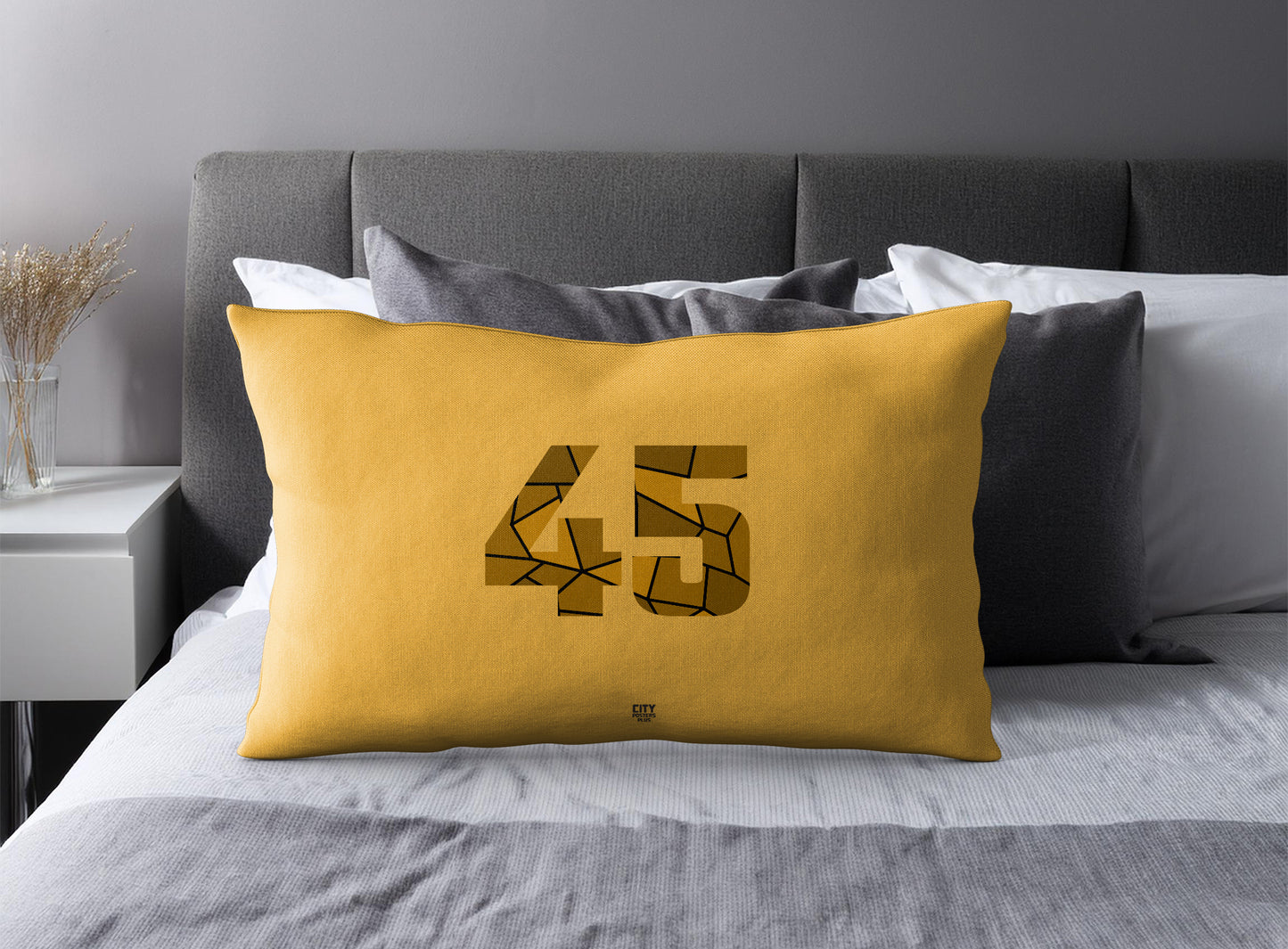PDP 45 Number Pillow Case and Pillow Throw (Golden Yellow)