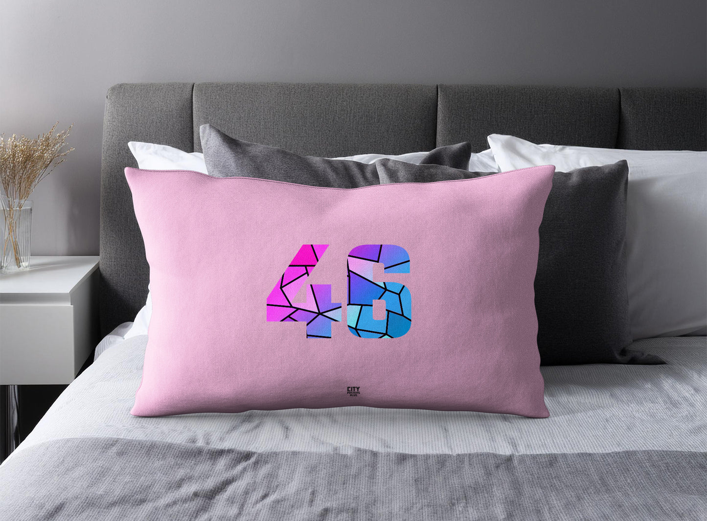 PDP 46 Number Pillow Case and Pillow Throw (Light Pink)