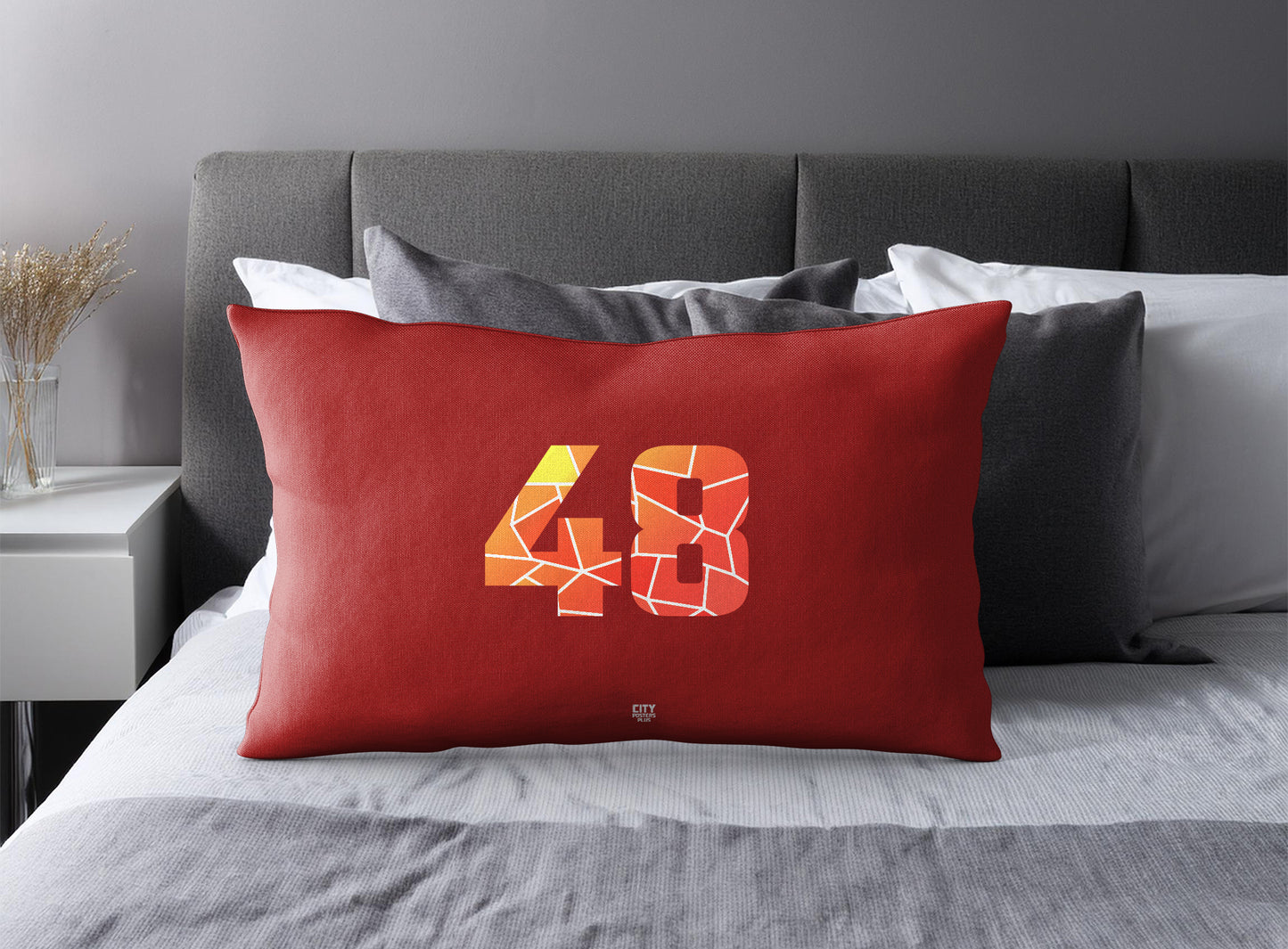 PDP 48 Number Pillow Case and Pillow Throw (Red)