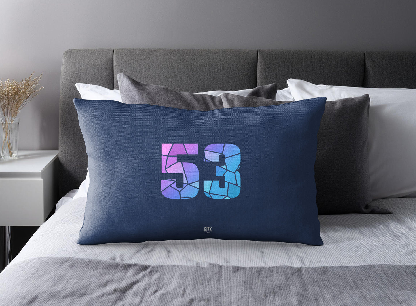 PDP 53 Number Pillow Case and Pillow Throw (Navy Blue)