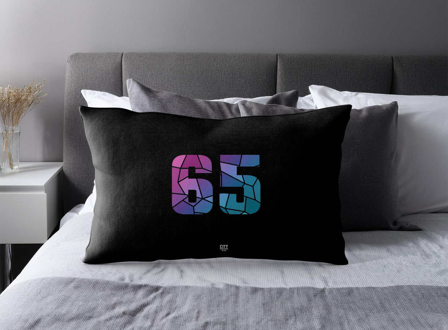PDP 65 Number Pillow Case and Pillow Throw (Black)