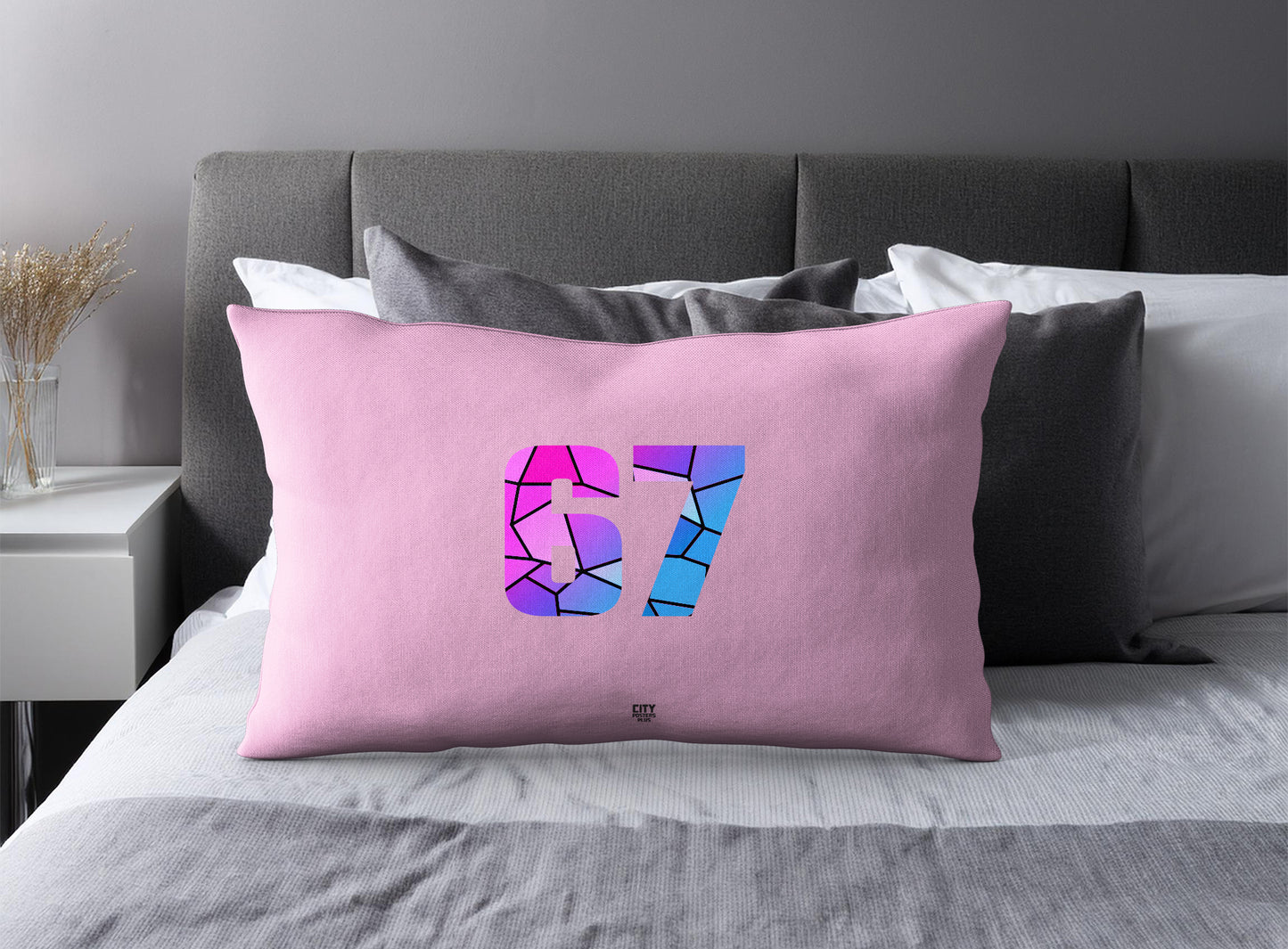 PDP 67 Number Pillow Case and Pillow Throw (Light Pink)