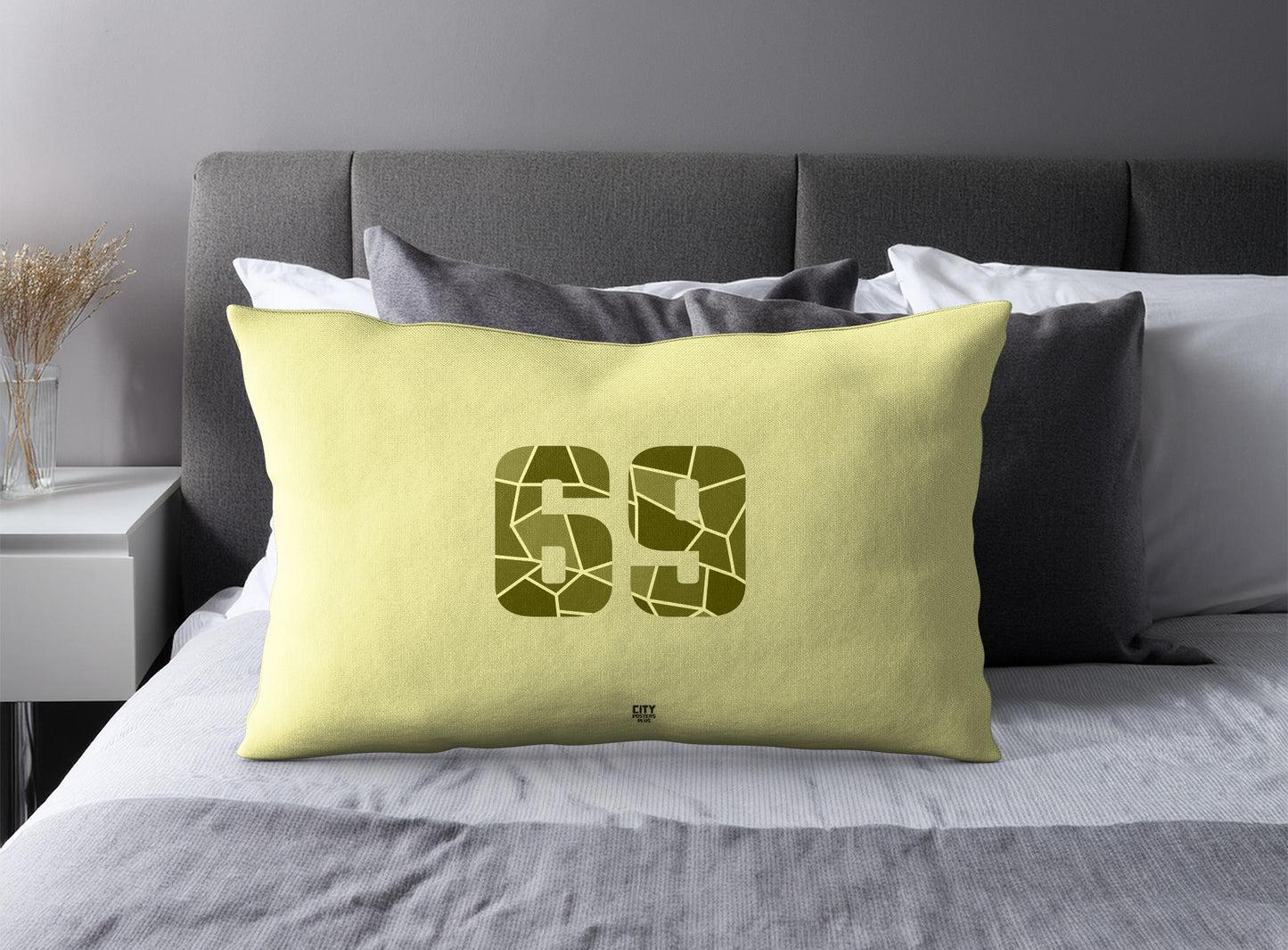 PDP 69 Number Pillow Case and Pillow Throw (Butter Yellow)