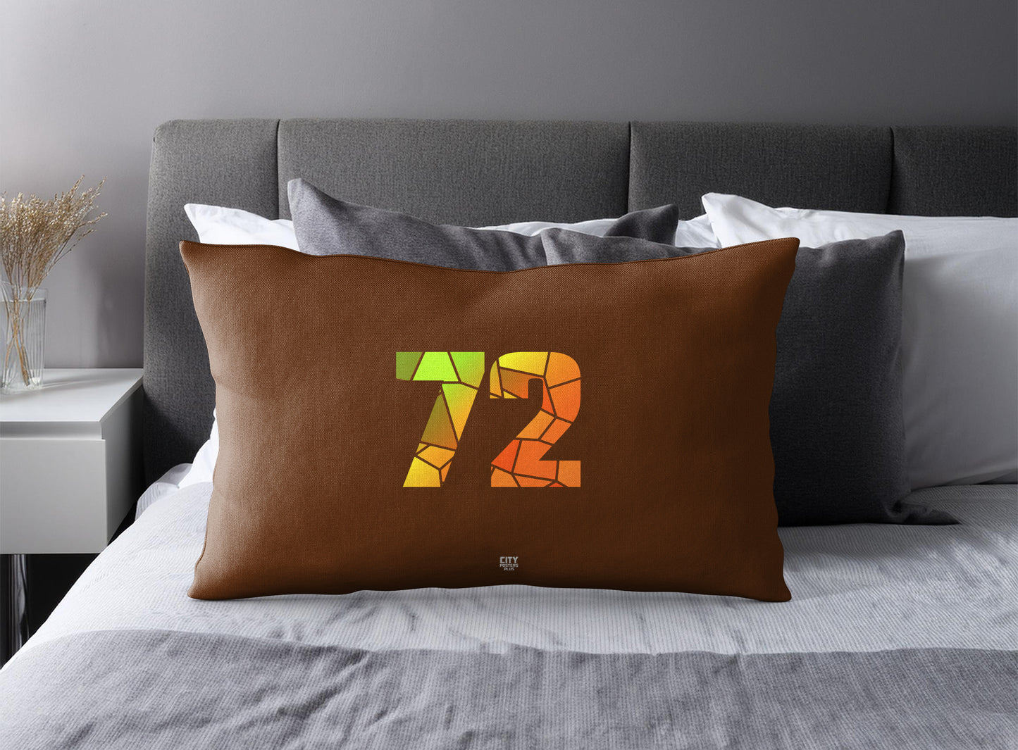 PDP 72 Number Pillow Case and Pillow Throw (Brown)