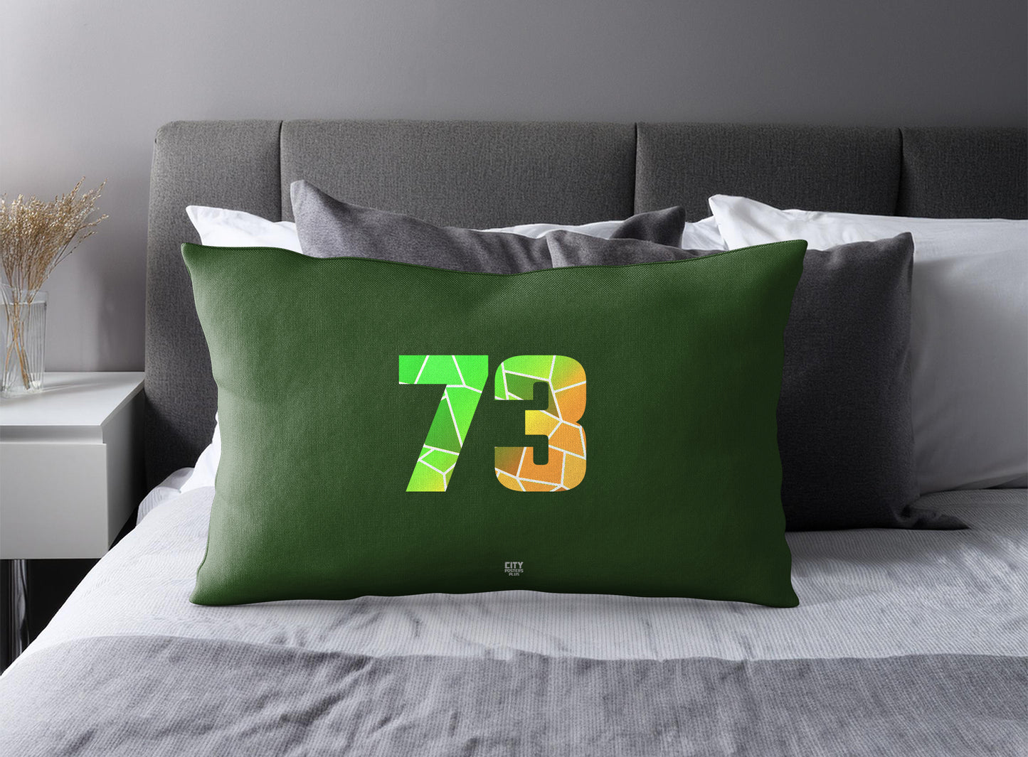 PDP 73 Number Pillow Case and Pillow Throw (Olive Green)
