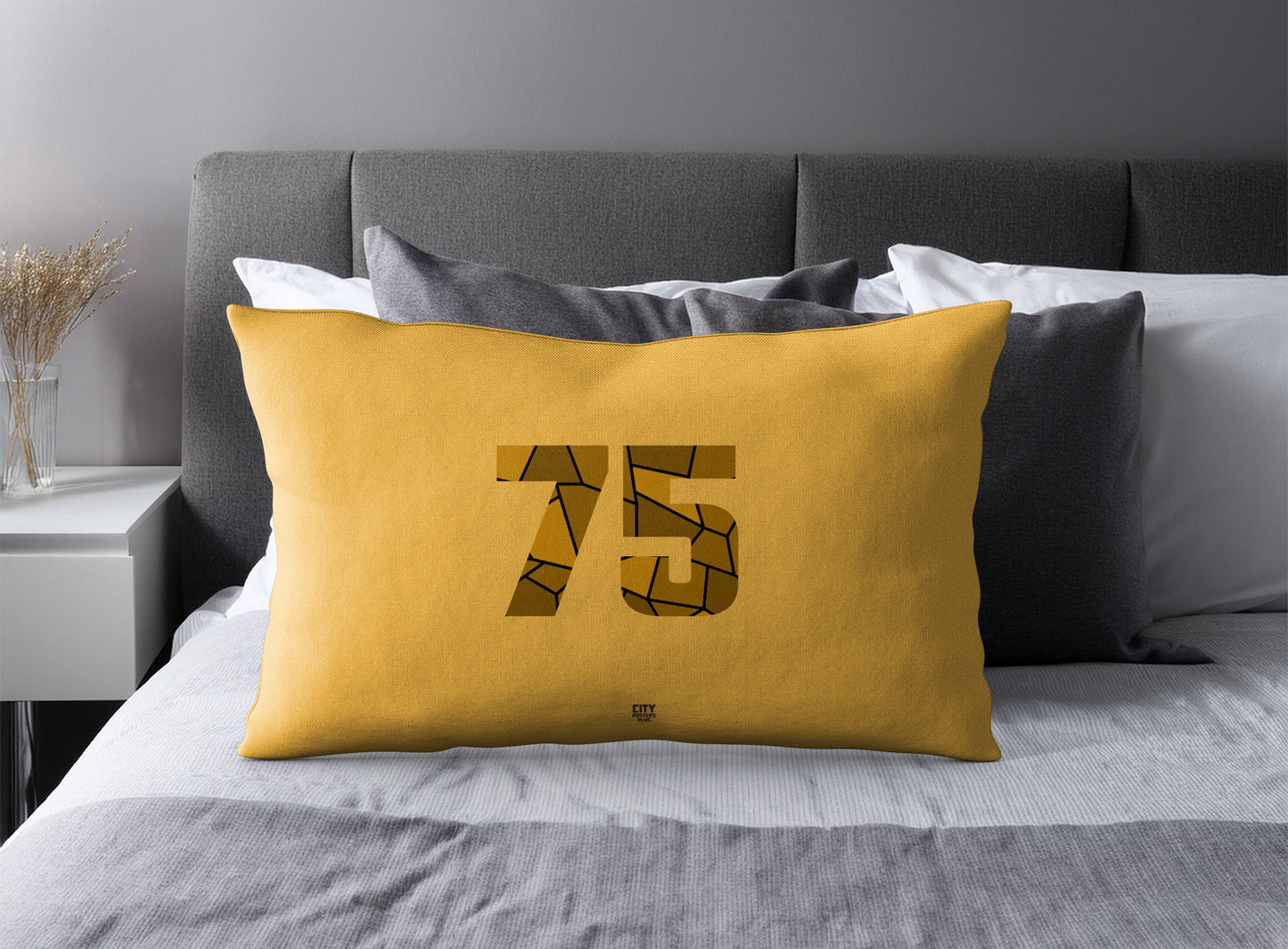 PDP 75 Number Pillow Case and Pillow Throw (Golden Yellow)