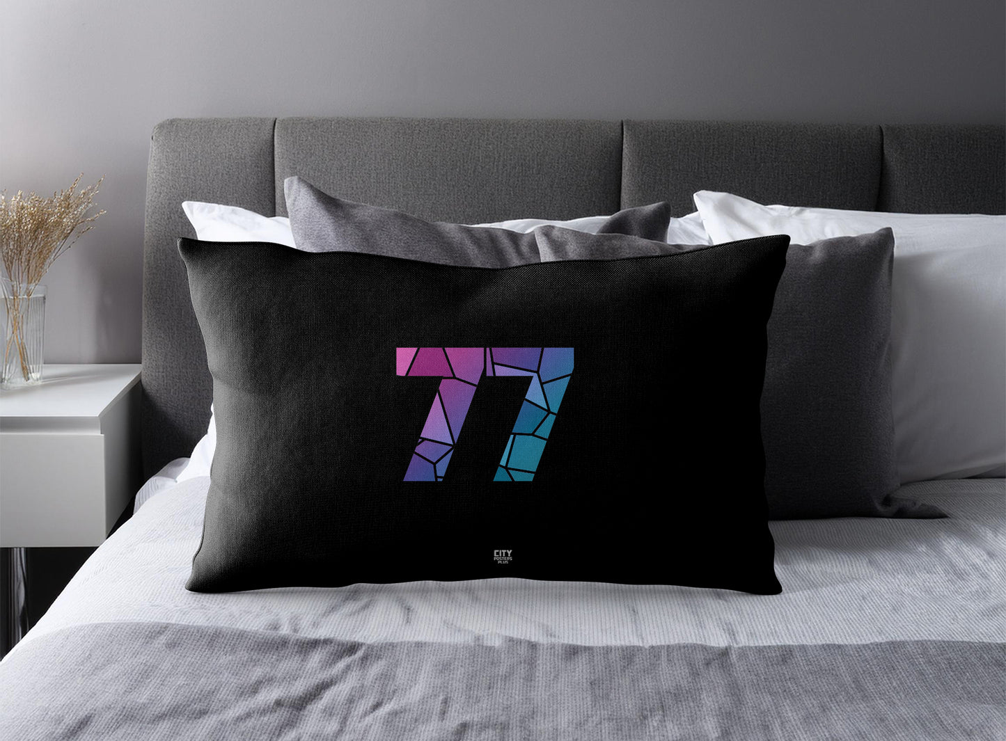 PDP 77 Number Pillow Case and Pillow Throw (Black)