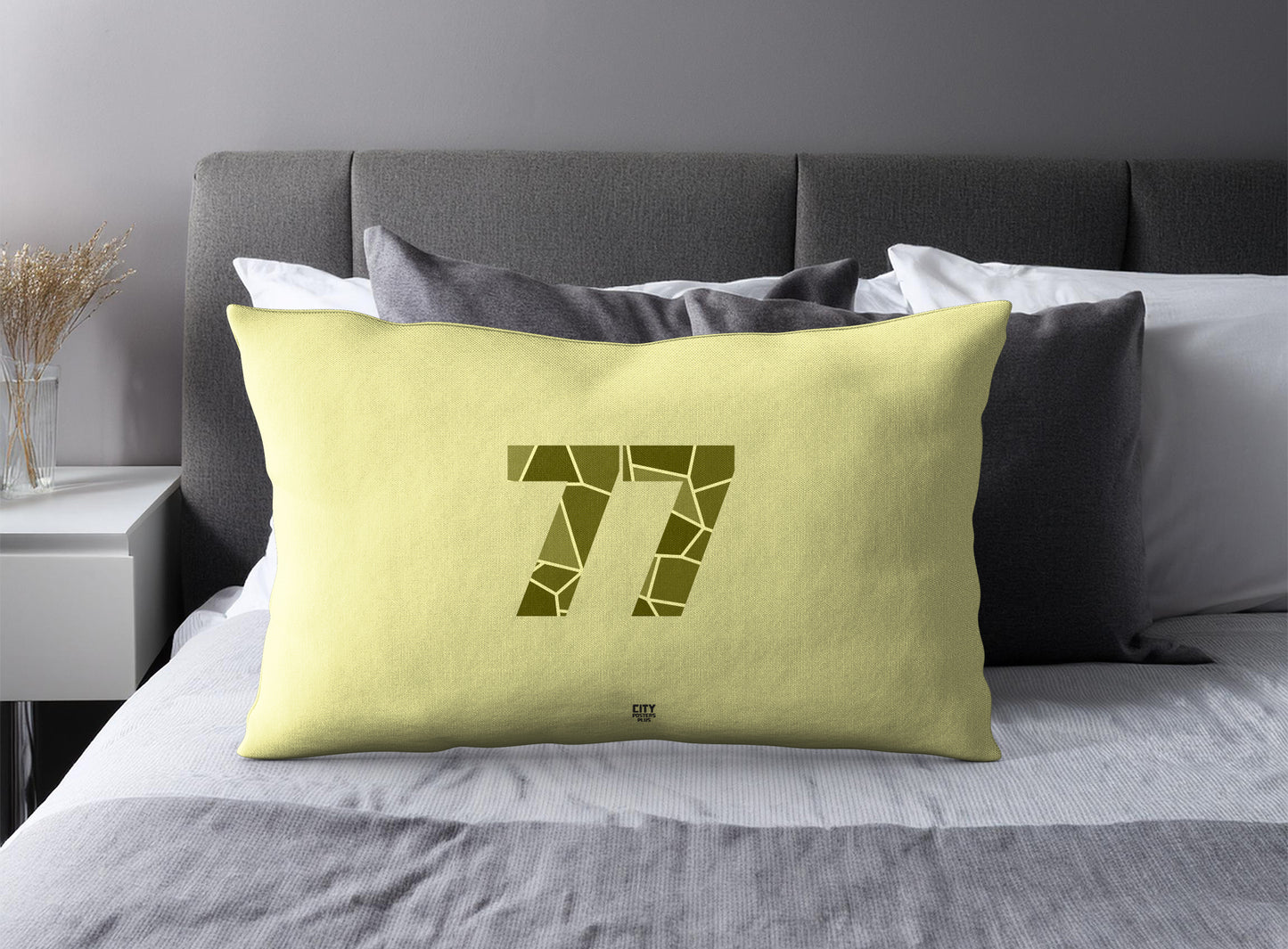 PDP 77 Number Pillow Case and Pillow Throw (Butter Yellow)