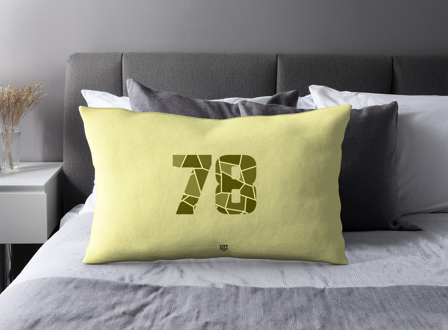 PDP 78 Number Pillow Case and Pillow Throw (Butter Yellow)