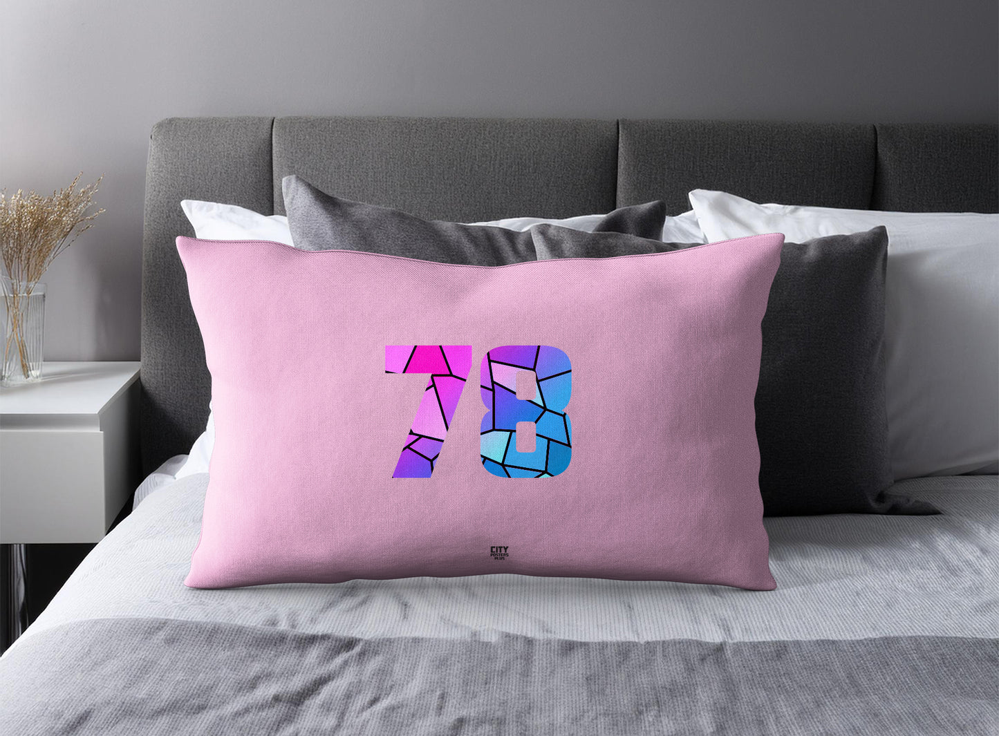 PDP 78 Number Pillow Case and Pillow Throw (Light Pink)