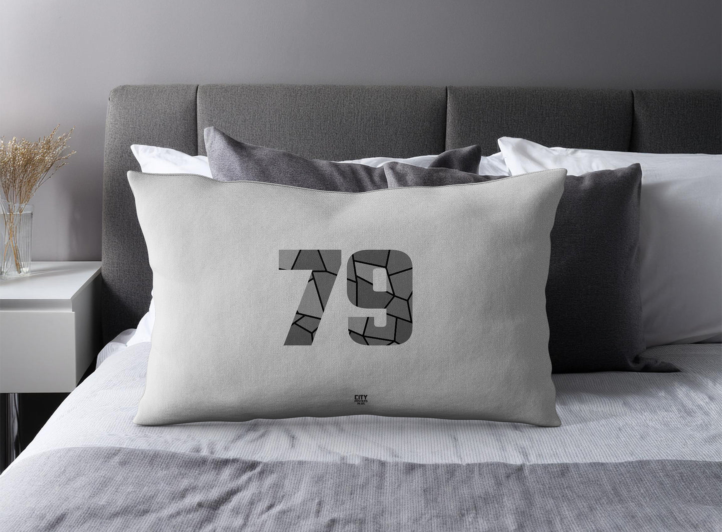 PDP 79 Number Pillow Case and Pillow Throw (Melange Grey)