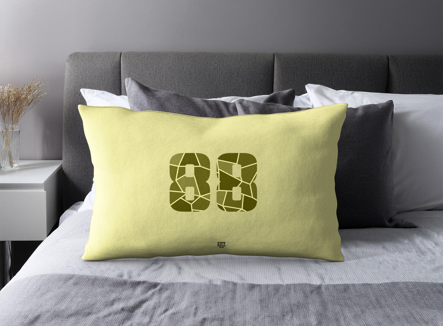PDP 88 Number Pillow Case and Pillow Throw (Butter Yellow)