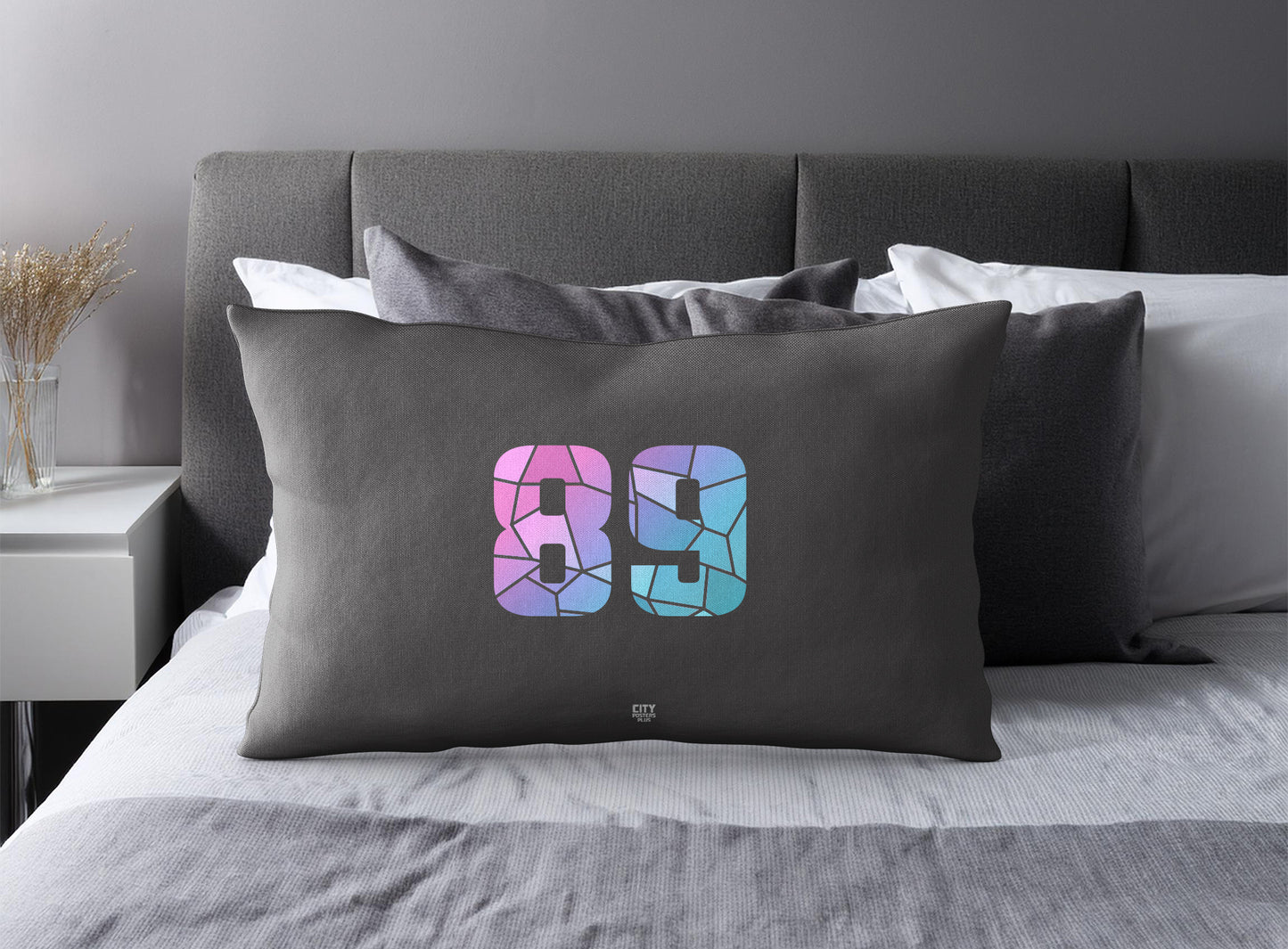 PDP 89 Number Pillow Case and Pillow Throw (Charcoal Grey)