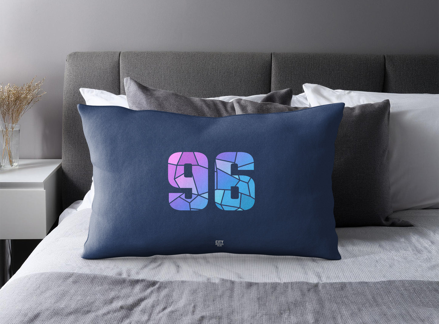 PDP 96 Number Pillow Case and Pillow Throw (Navy Blue)