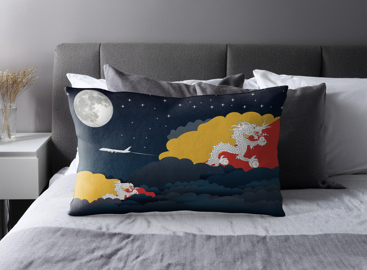 Bhutan Night Clouds Pillow Case and Pillow Throw