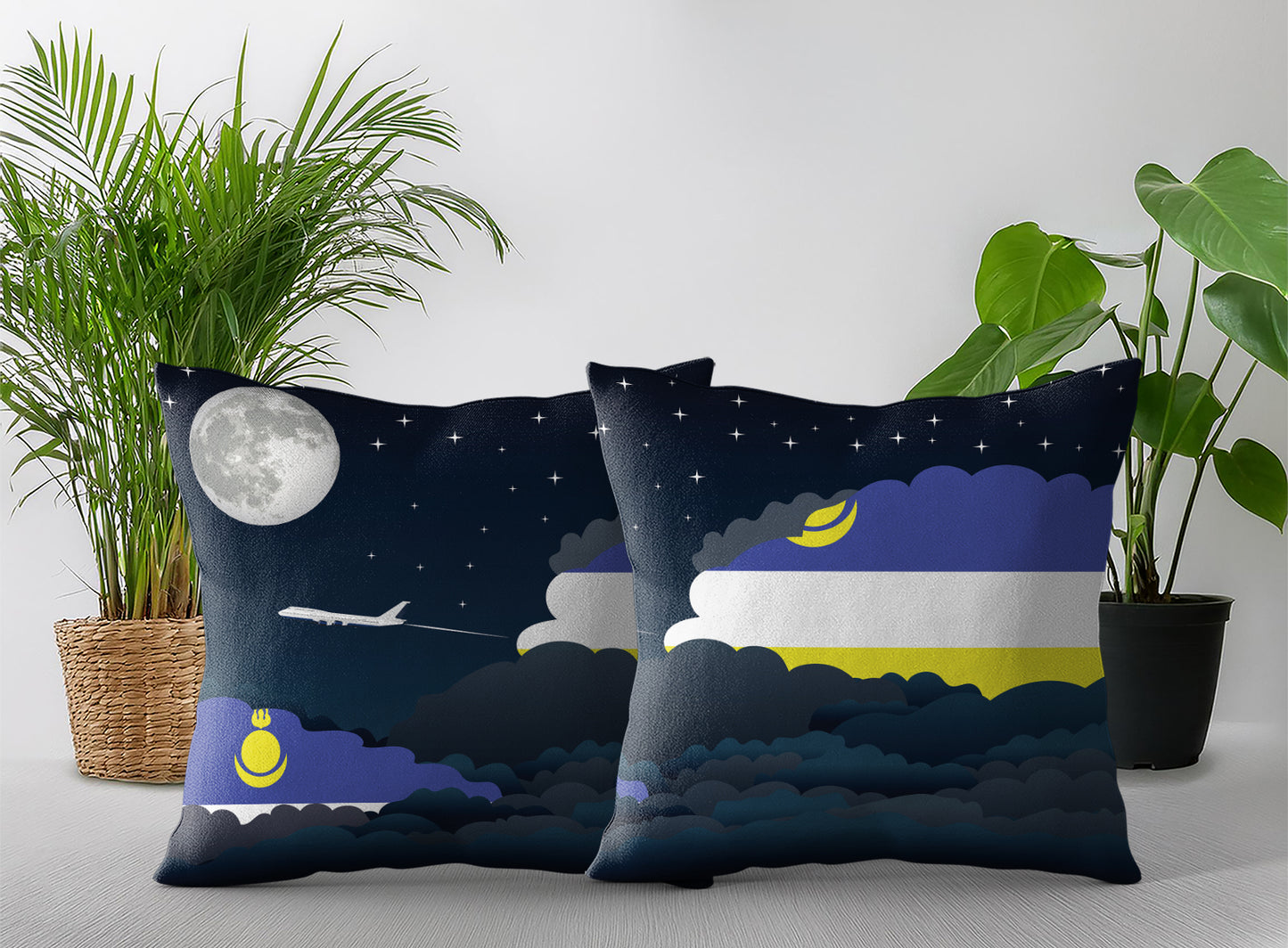 Buryatia Night Clouds Pillow Case and Pillow Throw