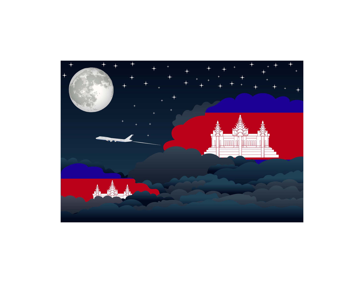 Cambodia Night Clouds Blanket Throw