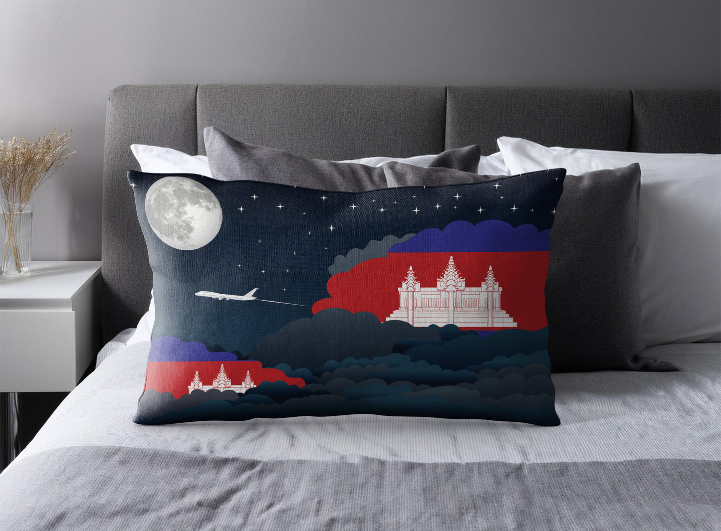 Cambodia Night Clouds Pillow Case and Pillow Throw
