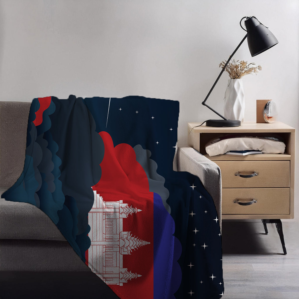 Cambodia Night Clouds Blanket Throw