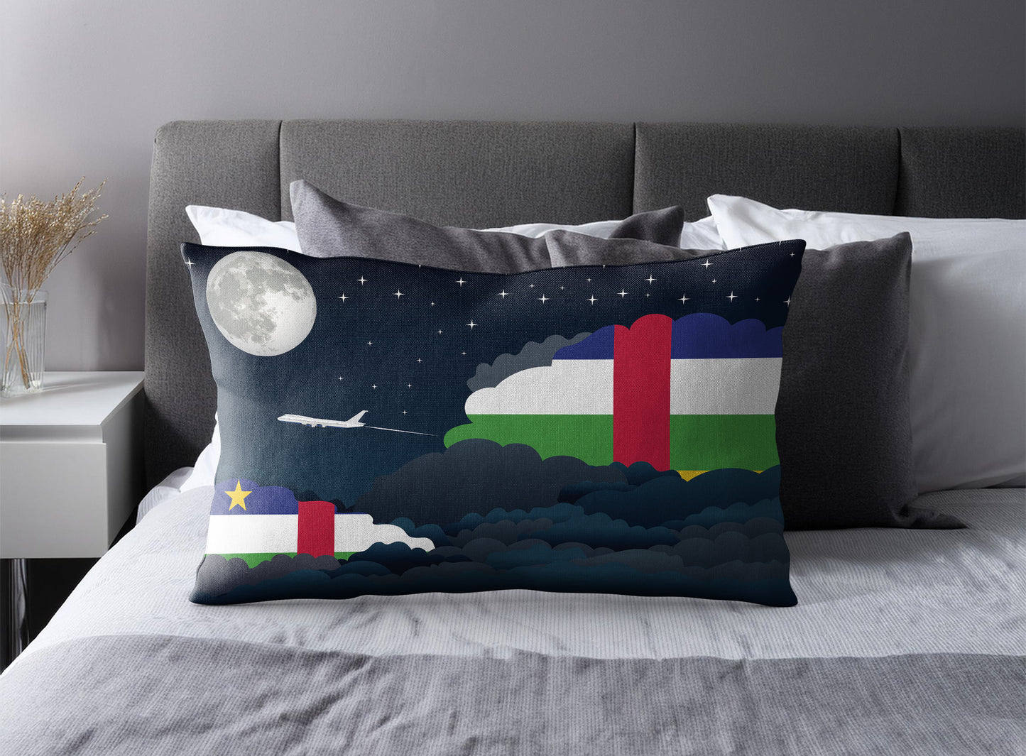 Central African Republic Night Clouds Pillow Case and Pillow Throw