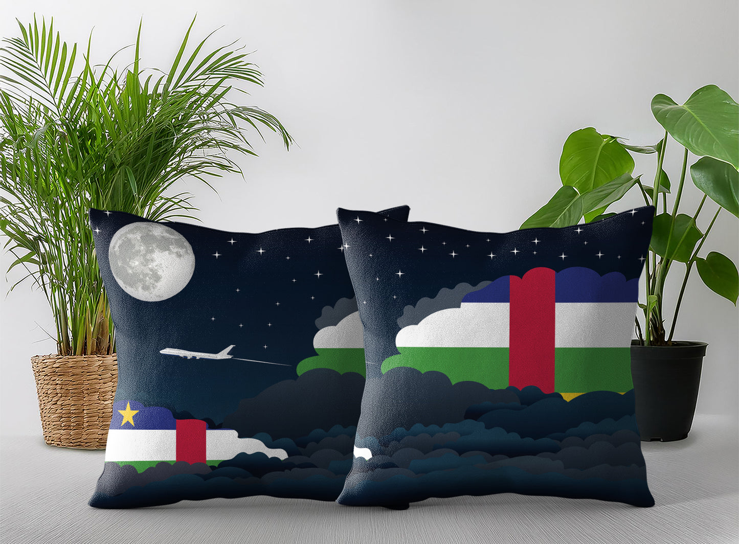 Central African Republic Night Clouds Pillow Case and Pillow Throw