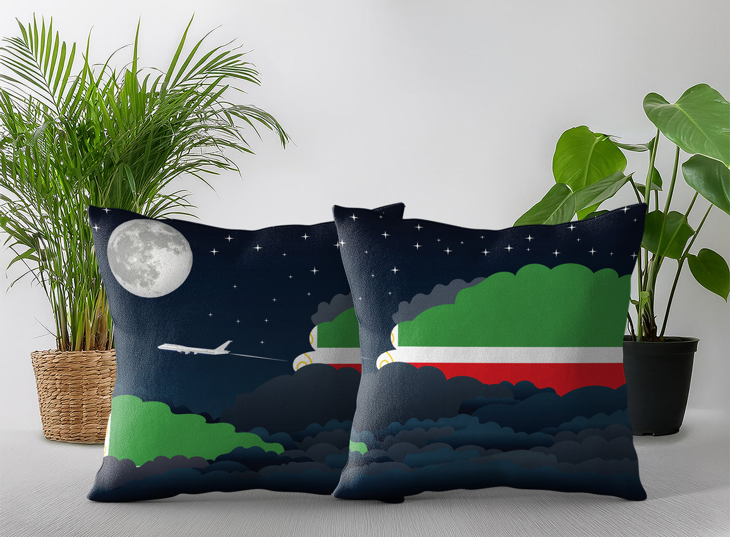 Chechen Republic Night Clouds Pillow Case and Pillow Throw