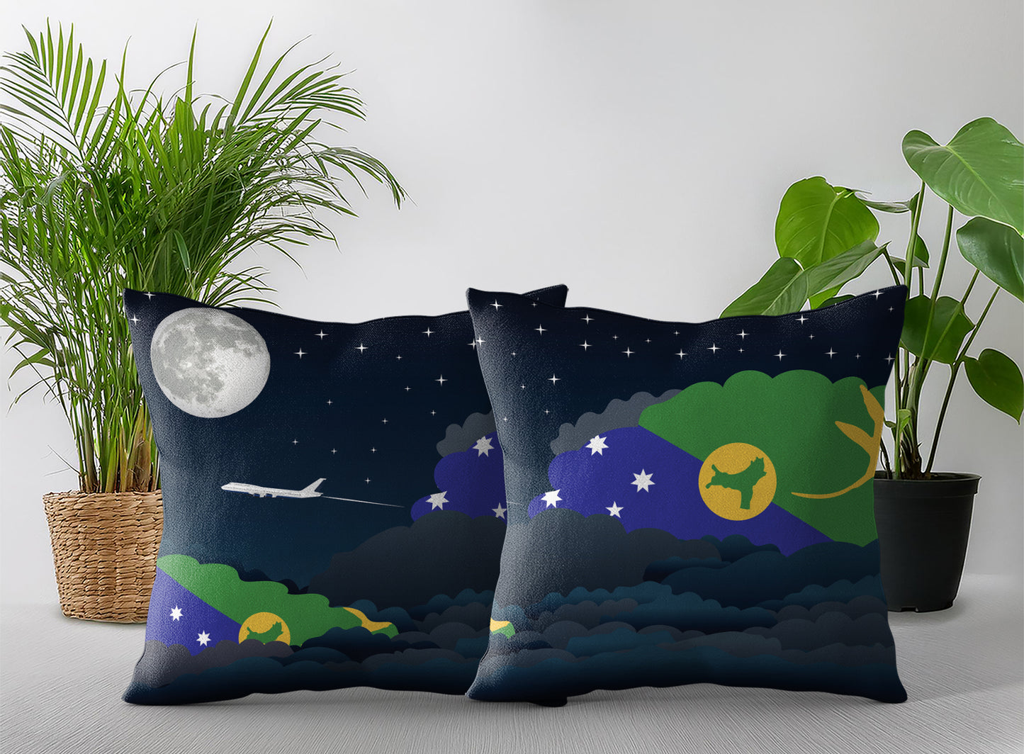 Christmas Island Night Clouds Pillow Case and Pillow Throw