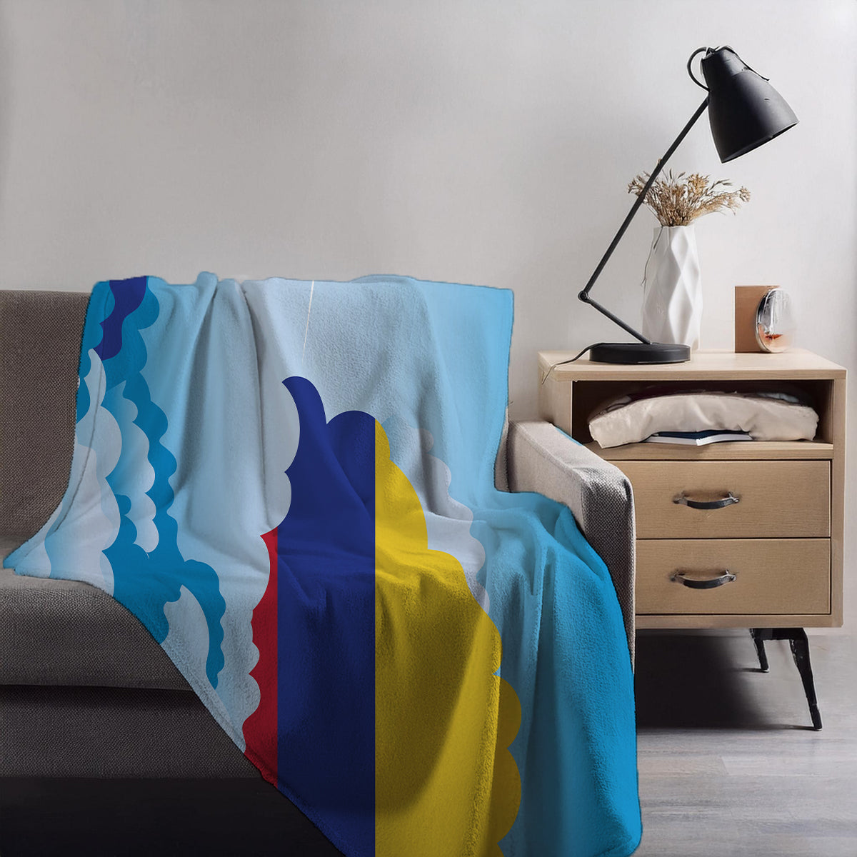 Colombia Day Clouds Blanket Throw