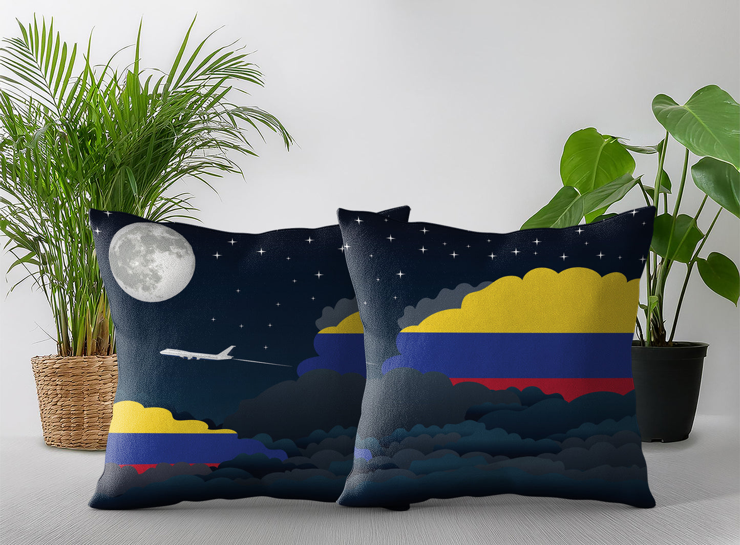 Colombia Night Clouds Pillow Case and Pillow Throw