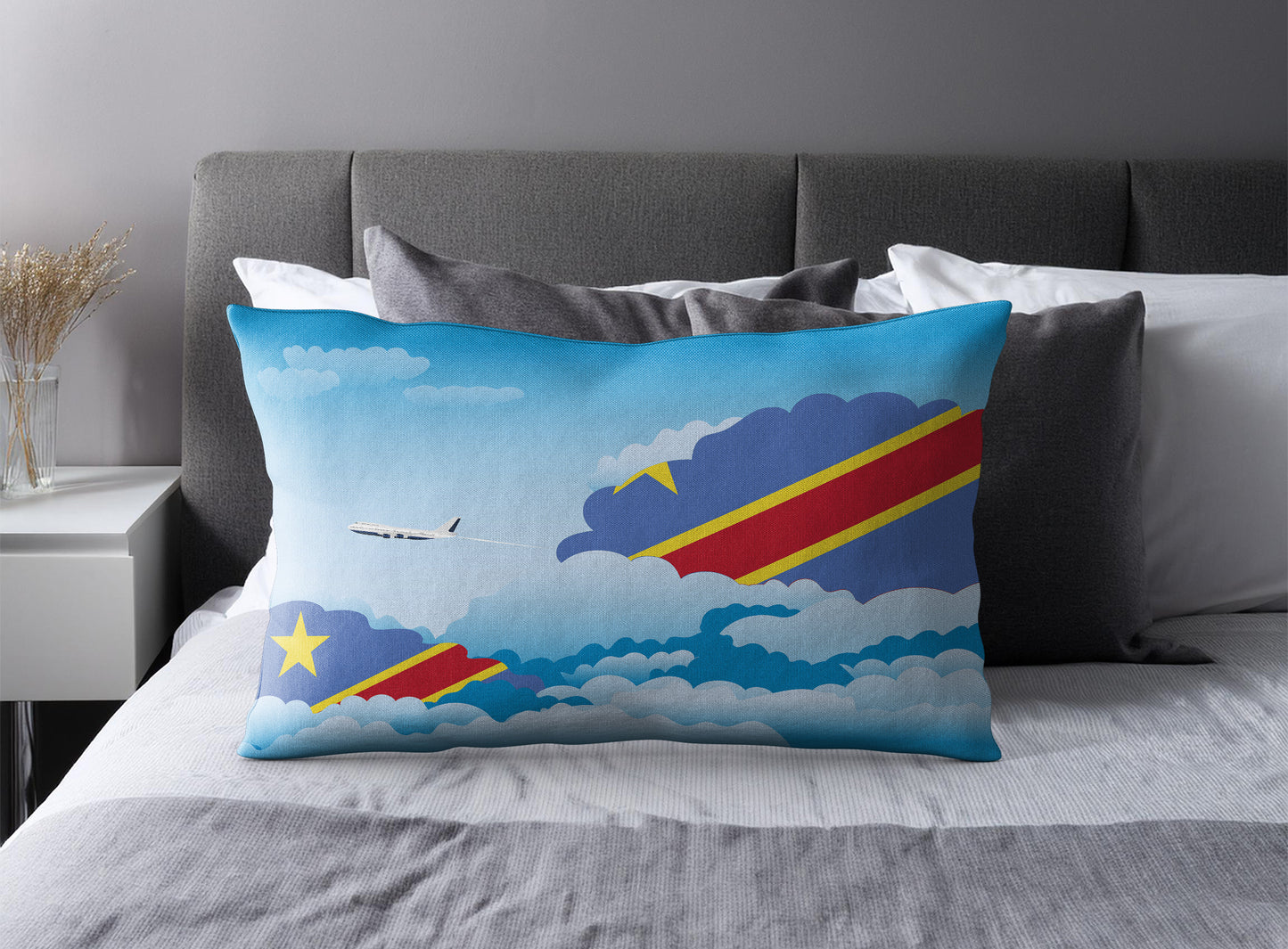 Congo Democratic Republic of the Day Clouds Pillow Case and Pillow Throw