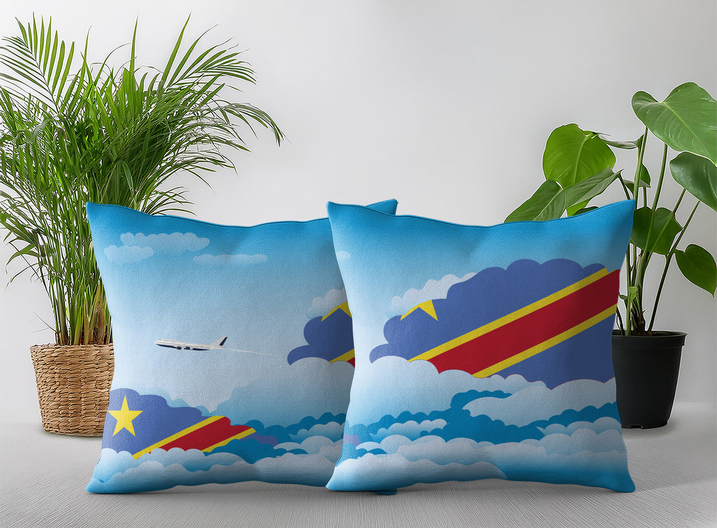 Congo Democratic Republic of the Day Clouds Pillow Case and Pillow Throw