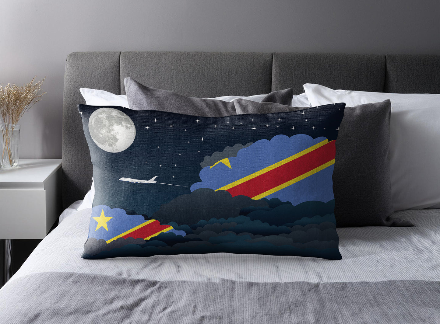 Congo Democratic Republic of the Night Clouds Pillow Case and Pillow Throw