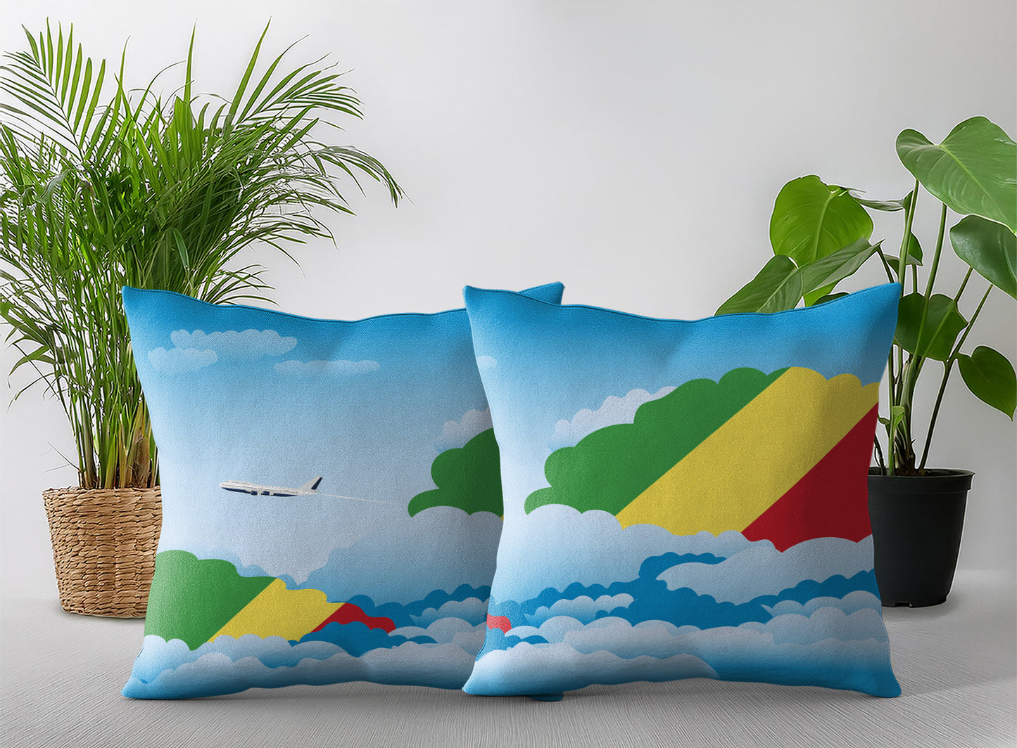 Congo Republic of the Day Clouds Pillow Case and Pillow Throw